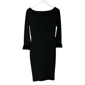 NWT Chiara Boni La Petite Robe Black Sheath Button Back Midi Dress Womens 8